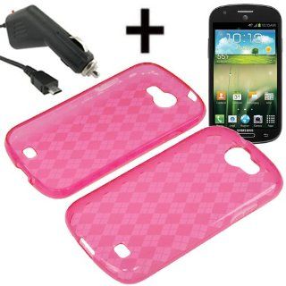 BW TPU Sleeve Gel Cover Skin Case for AT&T Samsung Galaxy Express i437 + Car Charger Pink Checker Cell Phones & Accessories