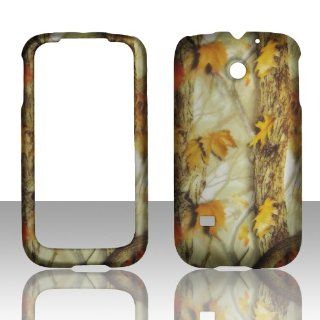 2D Camo Yellow Huawei Ascend II 2 M865 / Prism Cricket, U.S. Cellular, T Mobile Hard Case Snap on Rubberized Touch Case Cover Faceplates Cell Phones & Accessories