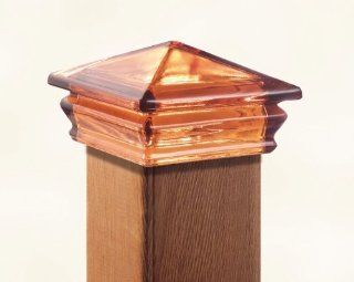 Woodway Products 870.3246 6 by 6 Inch Glass Pyramid Post Cap, Amber   Decking Caps  