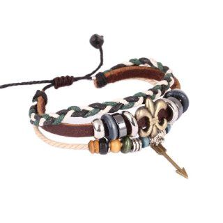 Vintage Style Double Strands Zen Bracelet Adjustable Bracelet Wirstband with Dangle Copper Arrow L93 Jewelry