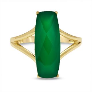 Cushion Cut Green Chalcedony Bar Ring in 10K Gold   Zales