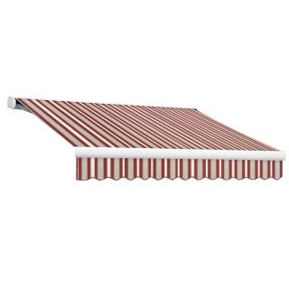 Awntech 24 ft Wide x 10 ft Projection Burgundy/Gray/White Striped Slope Patio Retractable Remote Control Awning
