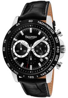 Triumph Motorcycles 3055 01  Watches,Mens Chronograph Black Dial Black Leather, Chronograph Triumph Motorcycles Quartz Watches