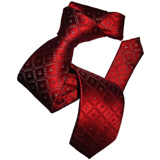 Dmitry Mens Elegant Red Patterned Italian Silk Tie