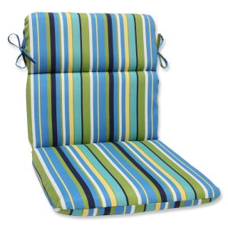 Pillow Perfect Outdoor Topanga Stripe Lagoon Rounded Corners Chair Cushion