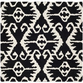 Safavieh Hand made Wyndham Black/ Ivory Wool Rug (5 Square)