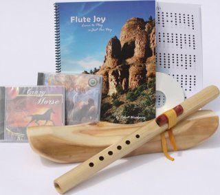 Windpony Key of High C, 6 Hole Poplar Native American Style Flute, Book & 3 CDs Starter Set (Retail Value $99.95)   Books and CDs Musical Instruments