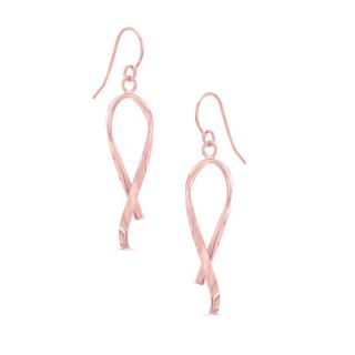 Breast Cancer Awareness Ribbon Drop Earrings in 14K Rose Gold   Zales