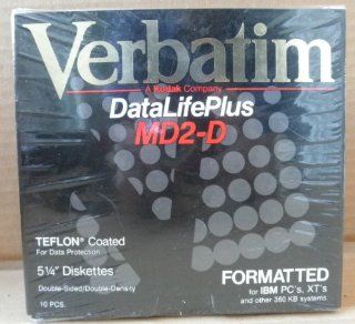 Verbatim DataLifePlus MD2 D Formatted 5 1/4" Diskettes   10 pack   Double sided/double density   For IBM PCs and XTs and other 360 KB systems Electronics