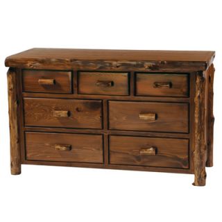 Fireside Lodge Traditional Cedar Log 7 Drawer Dresser 12050 Finish Vintage w