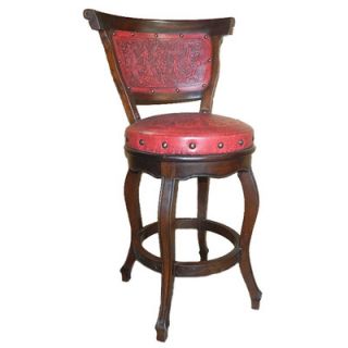 New World Trading Spanish Swivel Bar Stool with Cushion SHRBWBWS10 Color Red