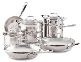 Emeril by All Clad E884SC74 Chef's Stainless Steel Dishwasher Safe PFOA Free Cookware Set, 12 Piece, Silver Kitchen & Dining