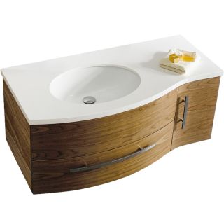 VIGO 44 in x 22 in Walnut Integral Single Sink Bathroom Vanity with Cultured Marble Top
