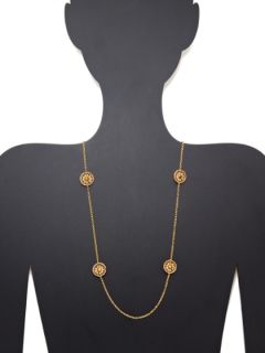 Champagne Beaded Station Necklace by Miguel Ases
