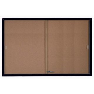 AARCO Enclosed Bulletin Board with Frame and Sliding Doors SBSG