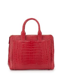 Crocodile Large Zip Tote Bag, Red   Nancy Gonzalez