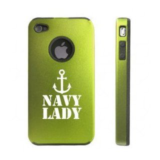 Apple iPhone 4 4S 4G Green DD1139 Aluminum & Silicone Case Navy Lady Anchor Cell Phones & Accessories