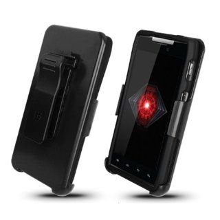 Motorola Droid RAZR XT912 Black Cover Case + Kickstand Belt Clip Holster + Naked Shield Screen Protector Cell Phones & Accessories