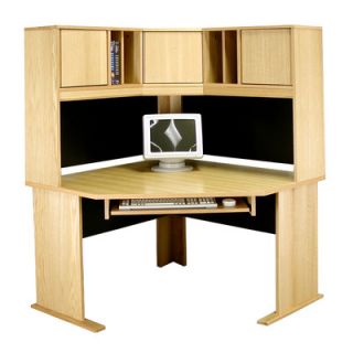 Rush Furniture Modular Real Oak Wood Veneer 48 W Panel Corner Desk Suite 734