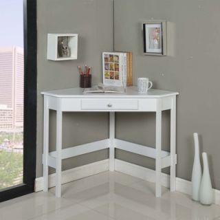 InRoom Designs Corner Desk HO250BL / HO260W Finish White