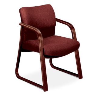 HON 2900 Series Guest Chair with Wood Sled Base 2903 Fabric Burgundy