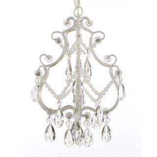Gallery 1 light White Wrought Iron And Crystal Chandelier