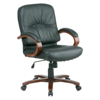 Lorell Mid Back Leather Lorell Woodbridge Series Managerial Chair LLR60336