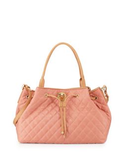 Borsa Quilted Faux Leather Tote, Pink/Nude   Moschino