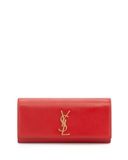 Cassandre YSL Flap Leather Clutch Bag, Lipstick Red   Saint Laurent