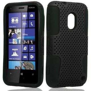 CY Hybrid Mesh Perforated Cover Case For Nokia Lumia 620 (Include a Free CYstore Stylus Pen)   Black/Black Cell Phones & Accessories