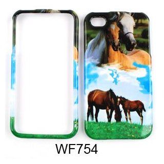 Apple iPhone 4   4S (AT&T/Verizon/Sprint) Twin Horses Hard Case/Cover/Faceplate/Snap On/Housing/Protector Cell Phones & Accessories