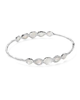 Stella Sterling Silver 10 Doublet Bangle in Mother of Pearl & Diamonds  