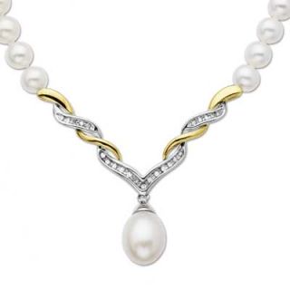 0mm Cultured Freshwater Pearl and 1/10 CT. T.W. Diamond