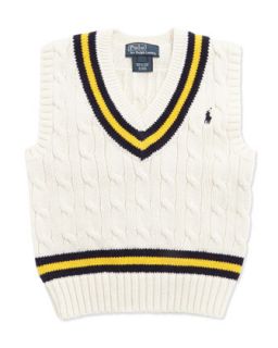 Cricket Cable Knit Vest, Cream, Toddler Boys 2T 3T   Ralph Lauren Childrenswear