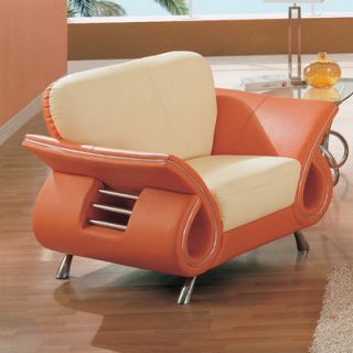 Global Furniture USA Clark Leather Armchair 559 Series Color Tangerine