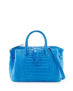 Cristina Medium Crocodile Tote Bag, Blue   Nancy Gonzalez