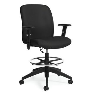 Global Total Office Height Adjustable Drafting Stool with Arms S5458 6SCBK JN