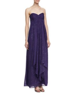 Womens Clipped Swirl Allover Sequins Convertible Straps Sleeveless Gown  