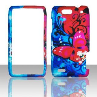 2D Pk Red Butterfly Motorola Droid 4 / XT894 Case Cover Phone Hard Cover Case Snap on Faceplates Cell Phones & Accessories