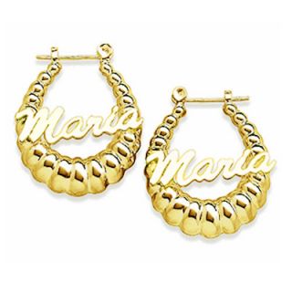 18K Gold Plate Shrimp Style Name Hoop Earrings (4 9 Letters)   Zales