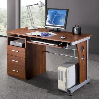 Techni Mobili Computer Desk with Side Cabinet RTA 3520 Laminate Finish Mahogany