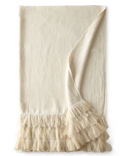Ivory Linen Chichi Throw, 50 x 70   Couture Dreams