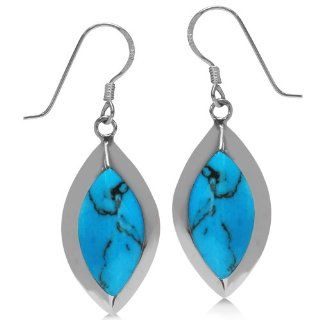Blue Turquoise 925 Sterling Silver Drop Dangle Hook Earrings SilverShake Jewelry