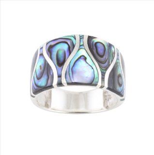 Abalone Paua Shell & 925 Sterling Silver Ring Size 12 Jewelry
