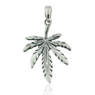 .925 Sterling Silver Cannabis Marijuana Leaf Charm Pendant Jewelry