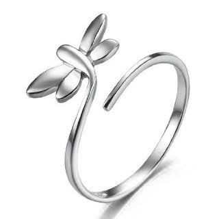 925 Sterling Silver Dragonfly Women Ring. Size Adjustable Loose Beads Jewelry