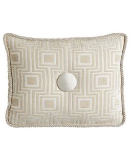 Damask Box Pillow w/ Silk Button Detail, 12 x 16   Dian Austin Villa