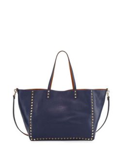 Rockstud Reversible Double Sided Tote Back, Blue/Brown   Valentino