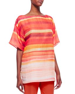 Womens Jaelyn Ombre Striped Top, Begonia/Multicolor 634   Lafayette 148 New