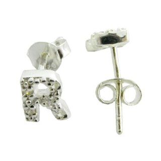 925 Silver Cubic Zirconia Sterling Initial H Jewelry Earring Jewelry